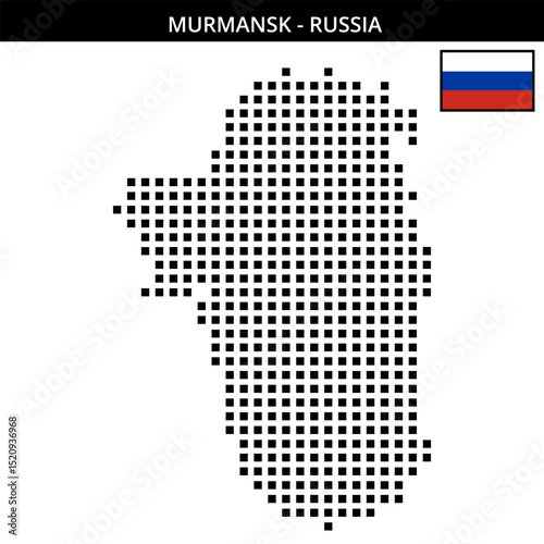 Big square dotted map of Murmansk in Russia