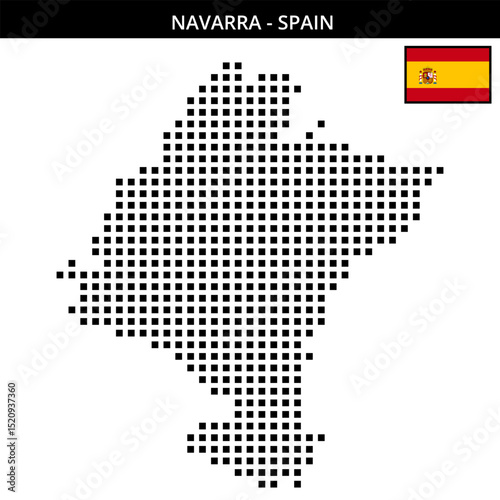 Big square dotted map of navarra in Spain