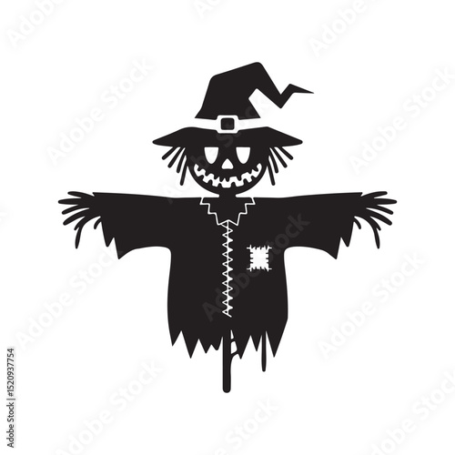 Spooky Halloween Scarecrow Silhouette Design for Festive Decorations