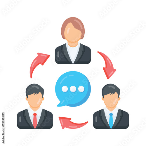 A well designed flat icon showing staff meeting