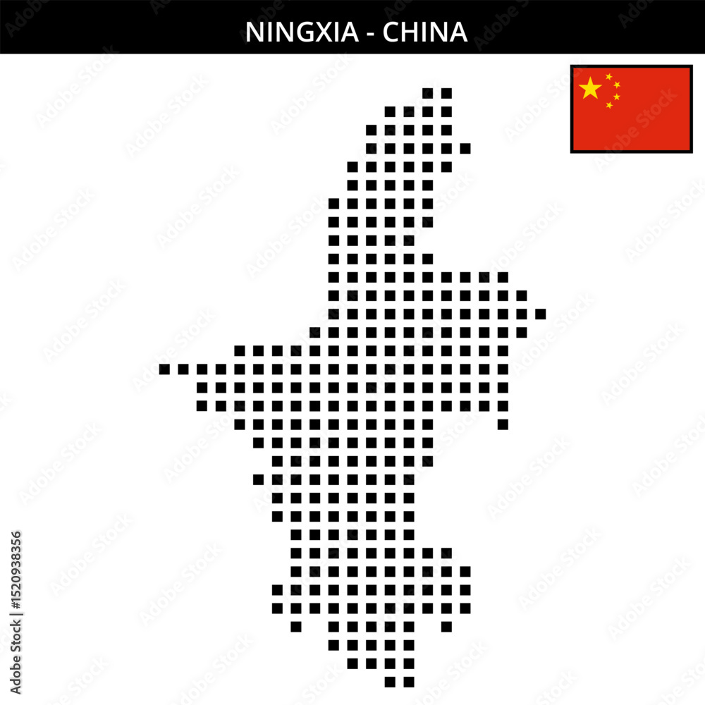 Obraz premium Big square dotted map of ningxia in China