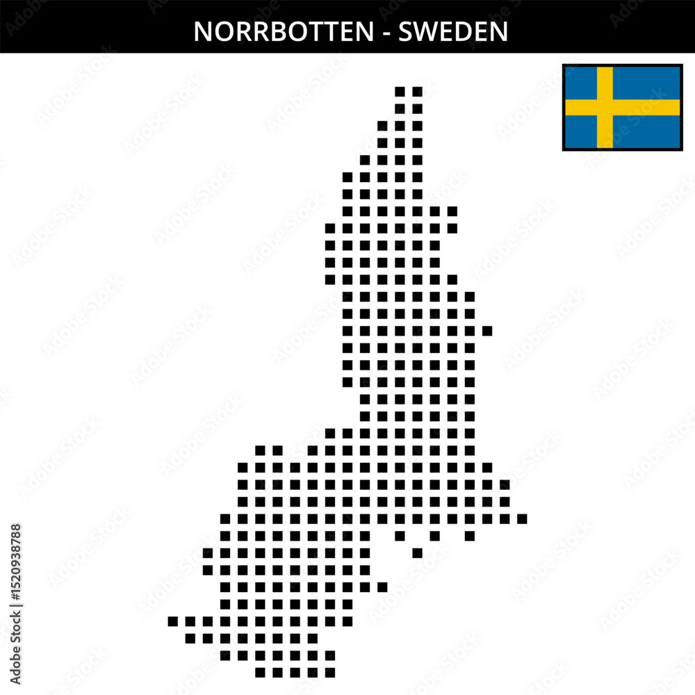 Obraz premium Big square dotted map of norrbotten in Sweden
