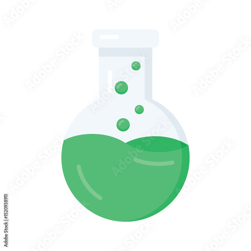 A flat style icon of chemical flask filled with solution