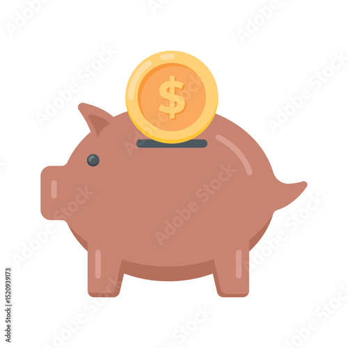 Check out this flat icon showing piggy bank saving coins