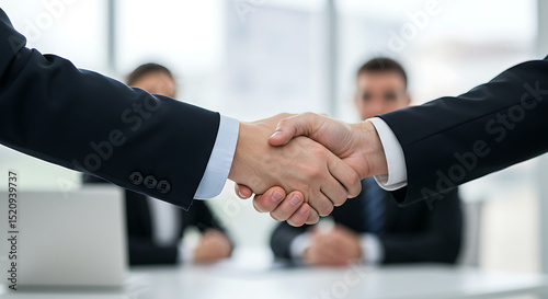 Successful Business Partnership A Handshake Symbolizing Agreement and Collaboration