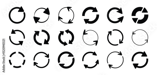 Collection of Circular Arrow Icons for Refresh and Repeat