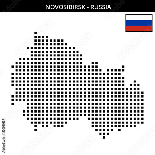 Big square dotted map of Novosibirsk in Russia