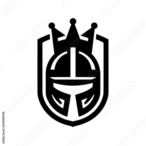 Knight Helmet with Crown and Shield Logo Vector