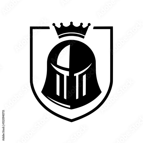 Knight Helmet with Crown and Shield Logo Vector