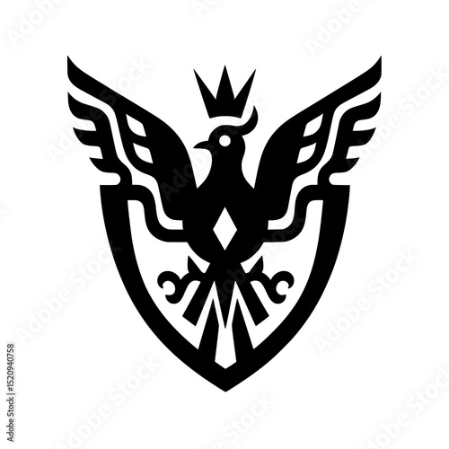 Eagle Bird Logo with Crown and Shield Vector
