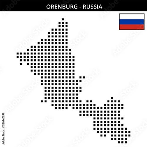 Big square dotted map of Orenburg in Russia