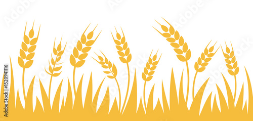 Golden Wheat Stalks in a Field Graphic Illustration