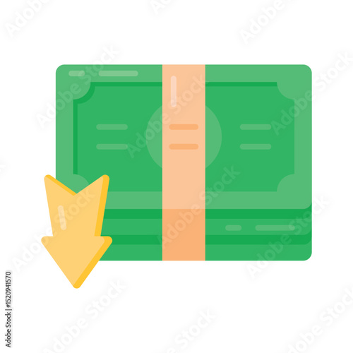 Grab this flat icon of investment loss with downward arrow