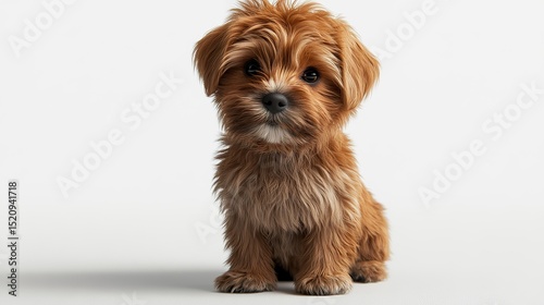 Hyper realistic cute puppy PNG with soft lighting, white background