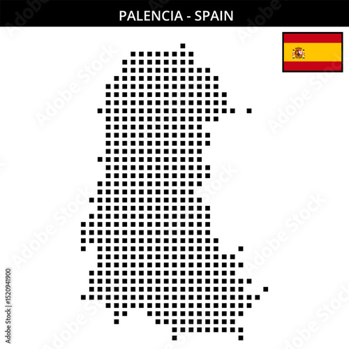 Big square dotted map of palencia in Spain
