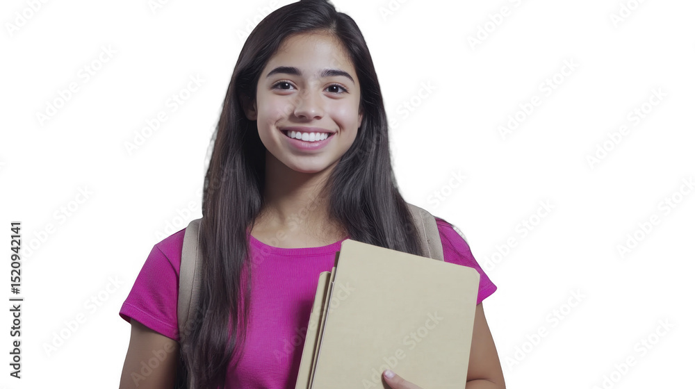 Obraz premium Smiling Young Arab Student Carrying Folders on a Transparent Background, PNG image, PNG file