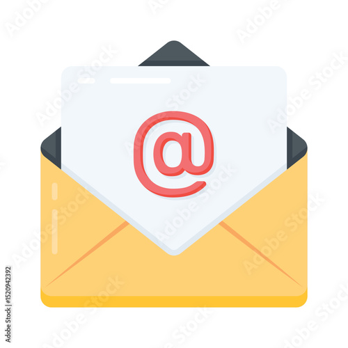 A flat style icon of email message in inbox envelope