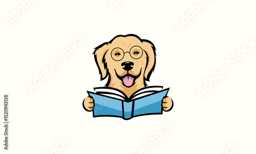 Dog Reading Book Glasses.