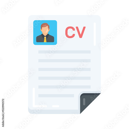 Here is a flat icon showing cv with personal profile layout