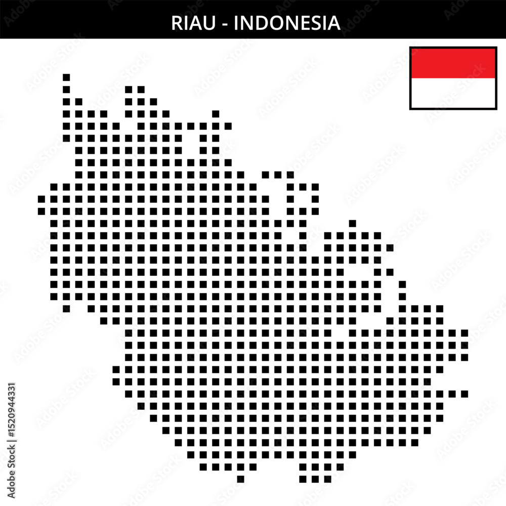 Obraz premium Big square dotted map of riau in Indonesia