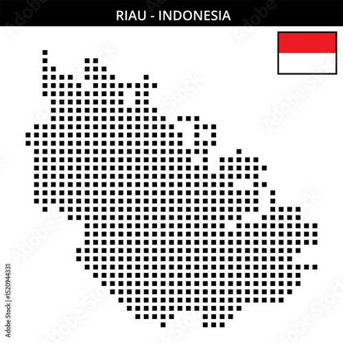 Big square dotted map of riau in Indonesia