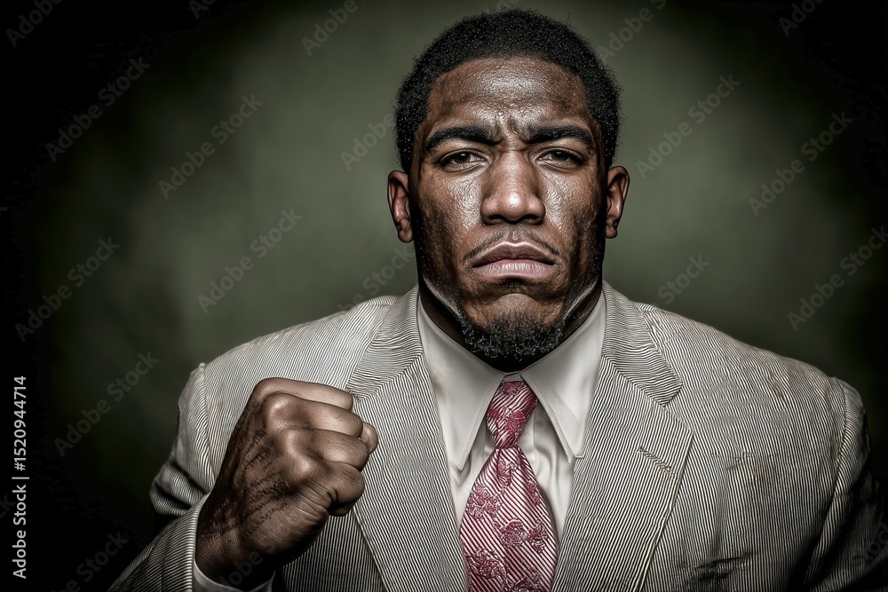 Obraz premium Powerful Portrait of a Man in a Suit with a Determined Expression