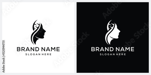 people human combination helix logo design vector template