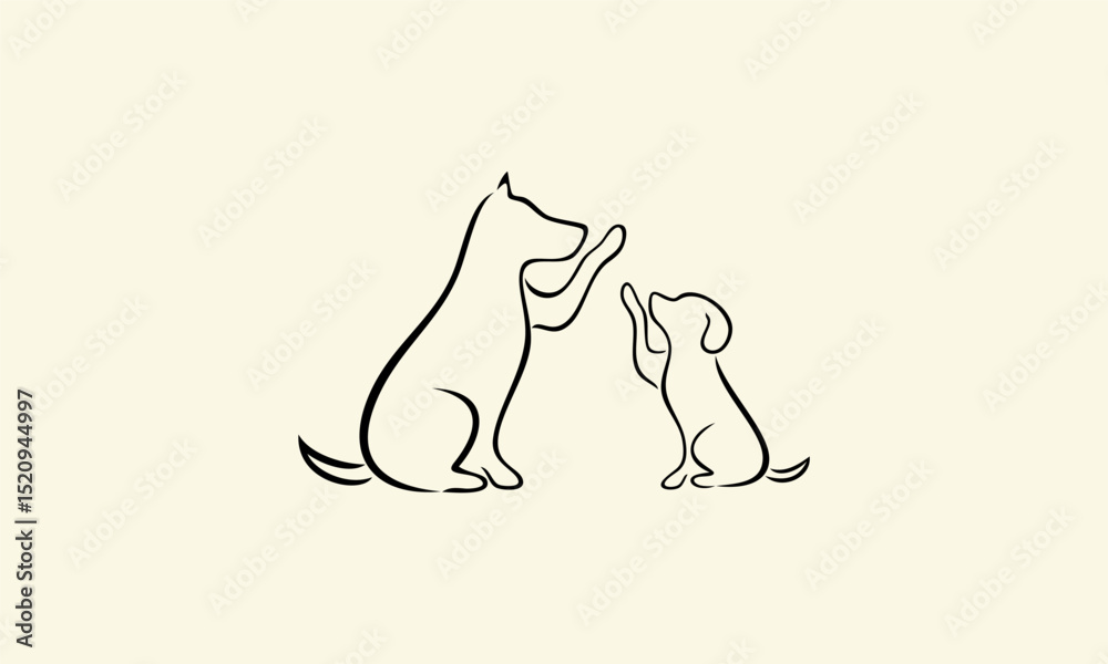 Fototapeta premium Dogs Playing with Sitting, and Greeting.