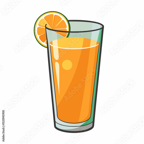 glass of orange juice with lemon vector 