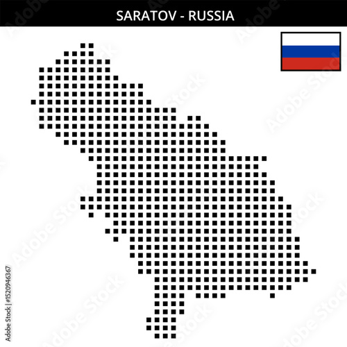 Big square dotted map of Saratov in Russia