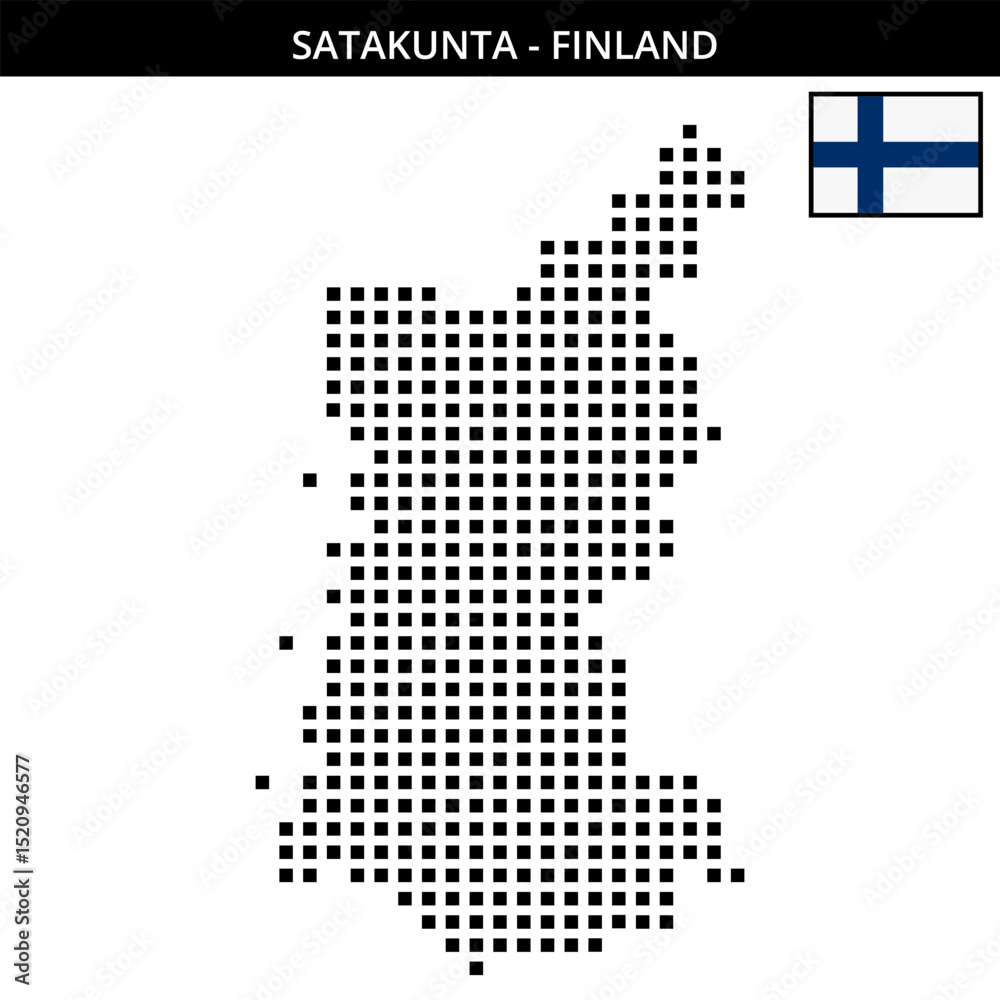 Obraz premium Big square dotted map of satakunta in Finland