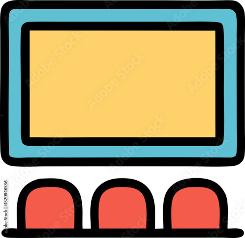Cinema icons. Perfect for movie theaters, 3D films, technology concepts, and entertainment designs.