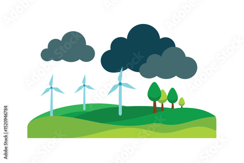 landscape with trees and clouds