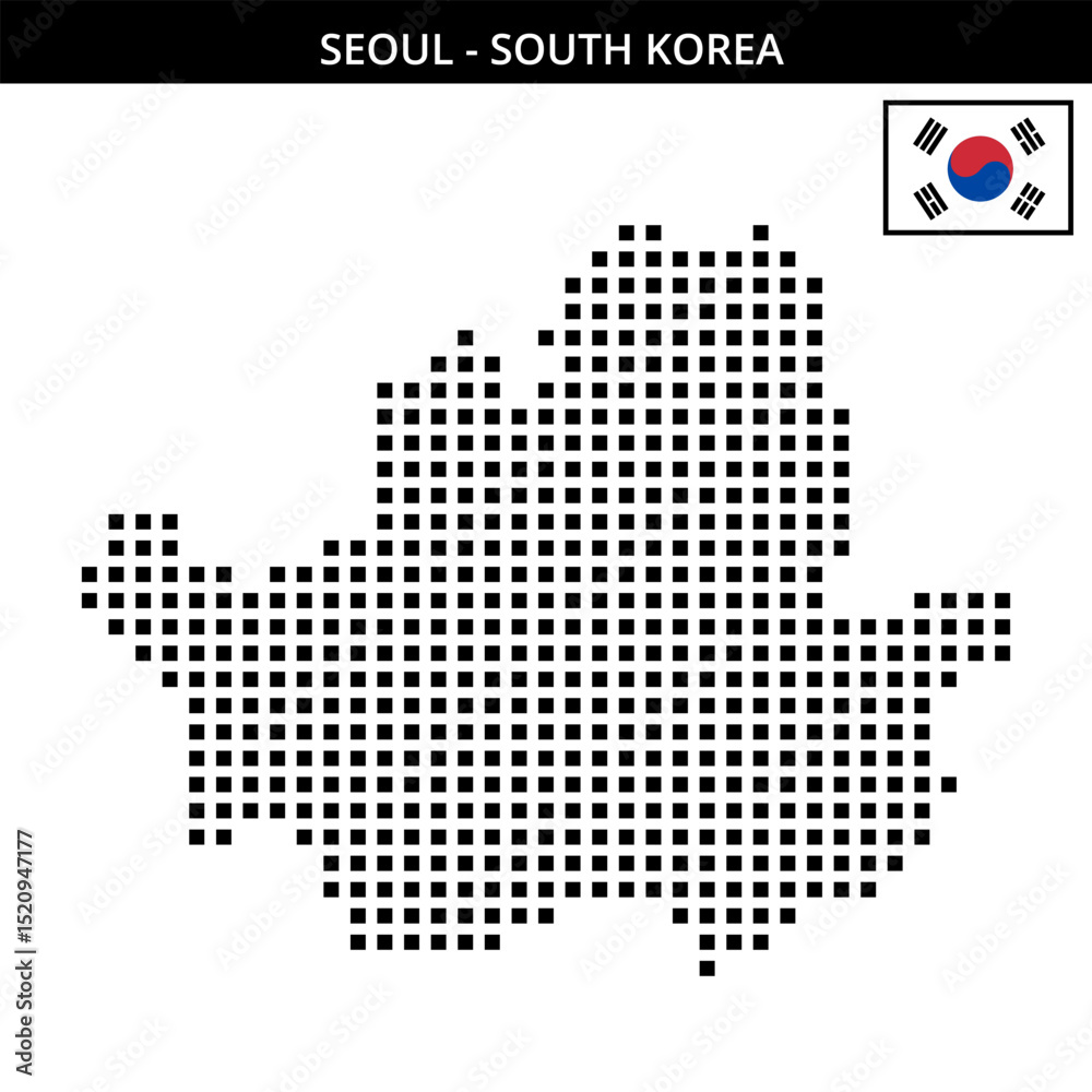 Obraz premium Big square dotted map of seoul in South Korea