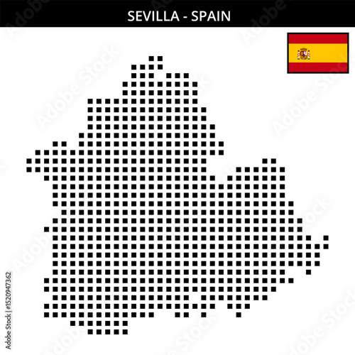 Big square dotted map of sevilla in Spain