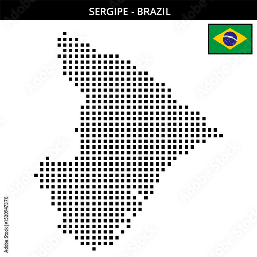 Big square dotted map of sergipe in Brazil