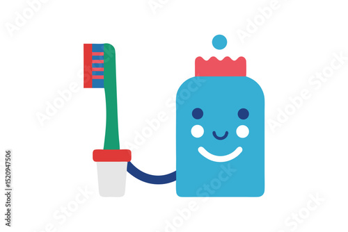 toothbrush and toothpaste on white