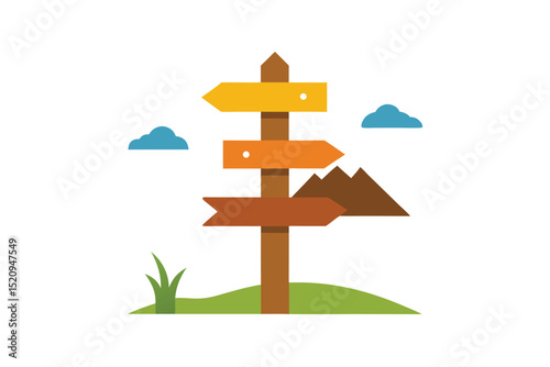vector illustration of a wooden sign