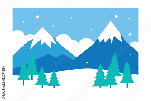 winter landscape vector illustration