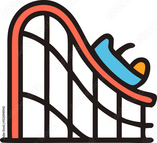 Exciting roller coaster ride icons, perfect for amusement park brochures or website banners.