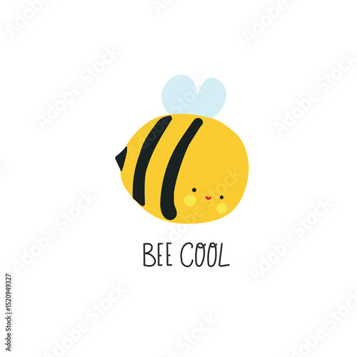 Cute Cartoon Bee in flat style.eps