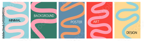 Retro Wavy Bold Lines Abstract Background Set keywords