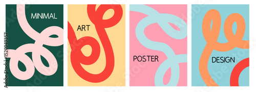 Modern Abstract Wavy Lines Art Template Collection
