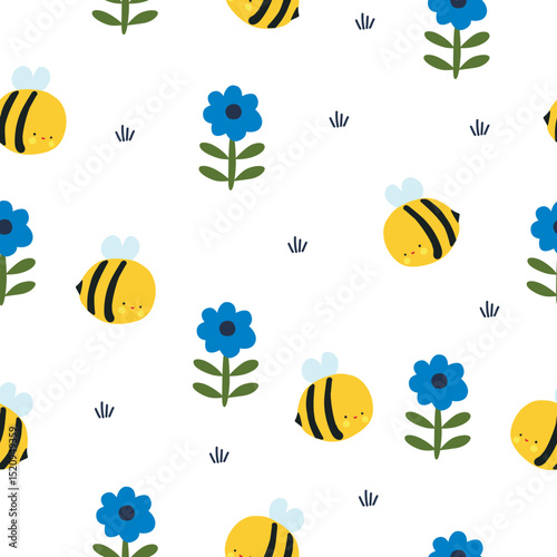 Cute seamless pattern with bee