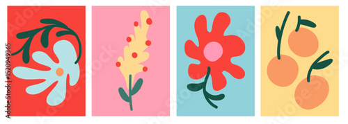 Vibrant Tropical Floral Abstract Poster Collection