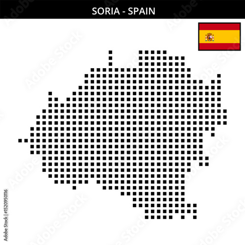 Big square dotted map of soria in Spain