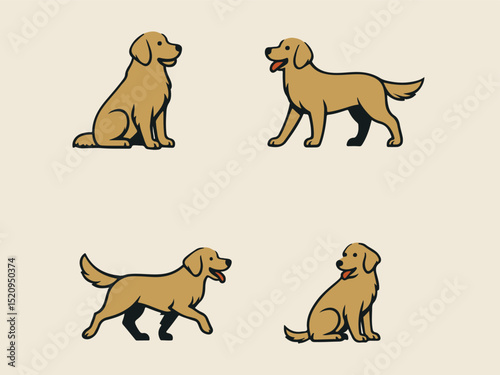 set of golden retriever dog