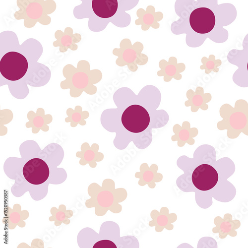 Flowers seamless vector pattern in flat style .eps