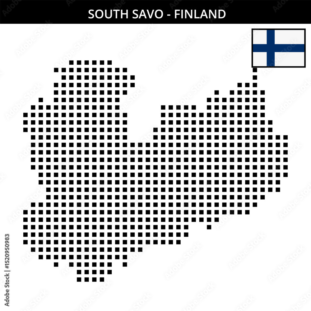 Obraz premium Big square dotted map of south-savo in Finland