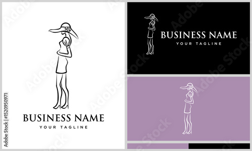 Elegant Woman Hat Fashion Logo.